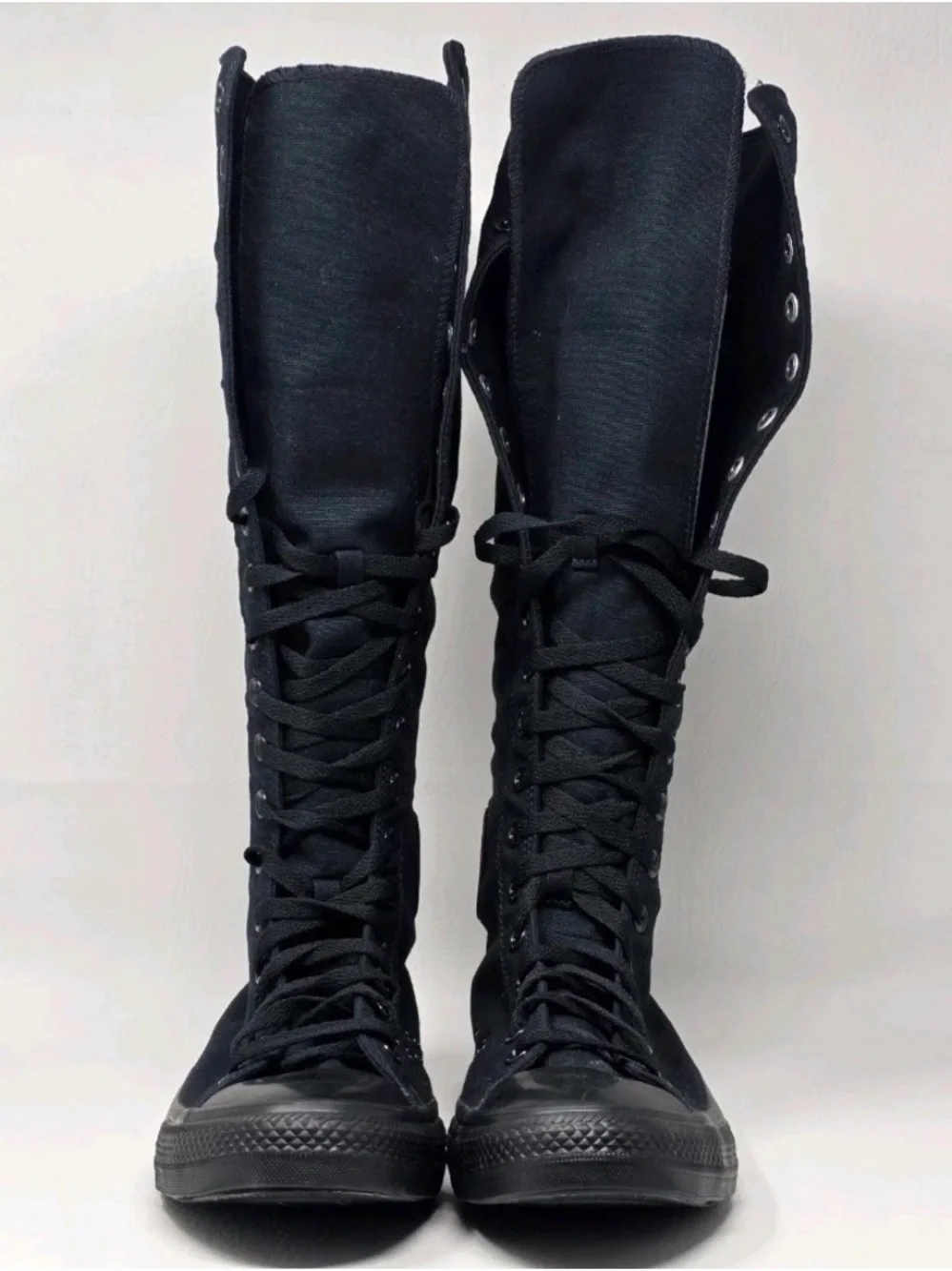 Converse Chuck Taylor All Star XX Hi Knee High Black Canvas Lace-Up Boots15W/13M